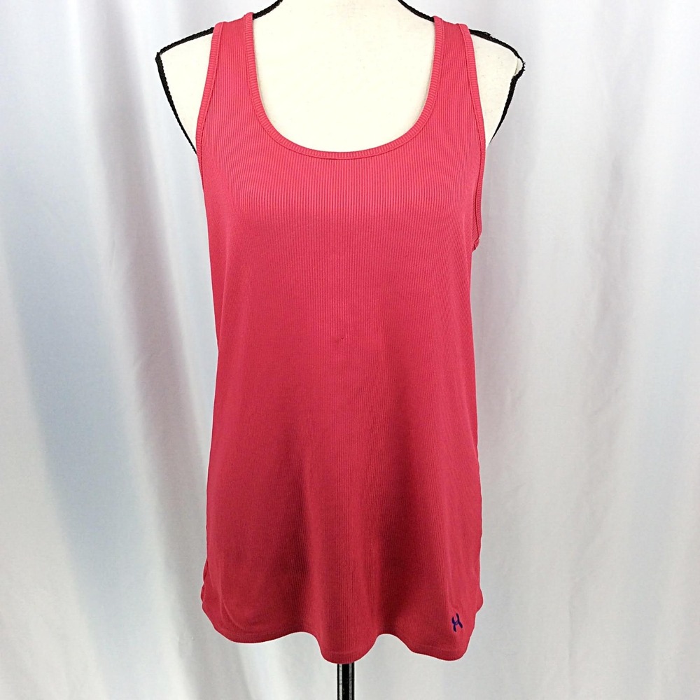 Under Armour Heat Gear Tank Top Women's Size XL Pink Racerback Ribbed